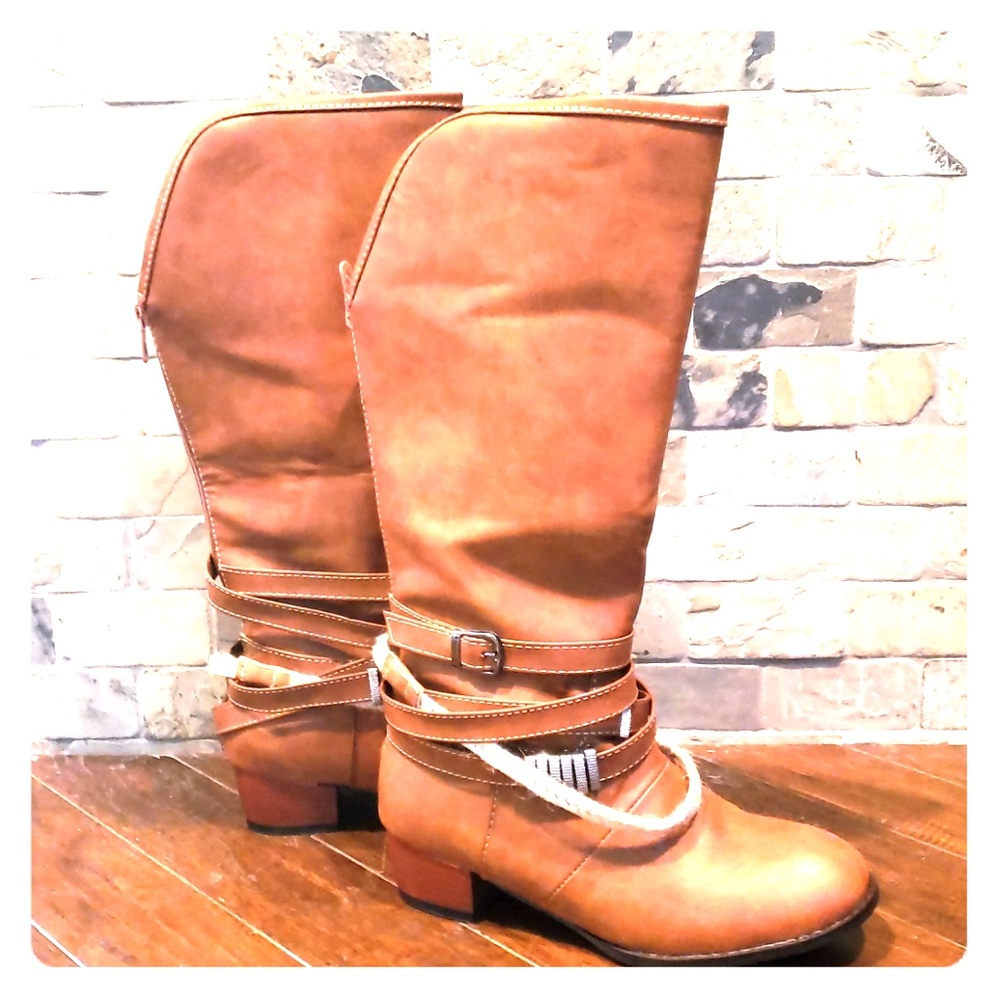 Vintage, Adjustable Buckle, back zipper boots